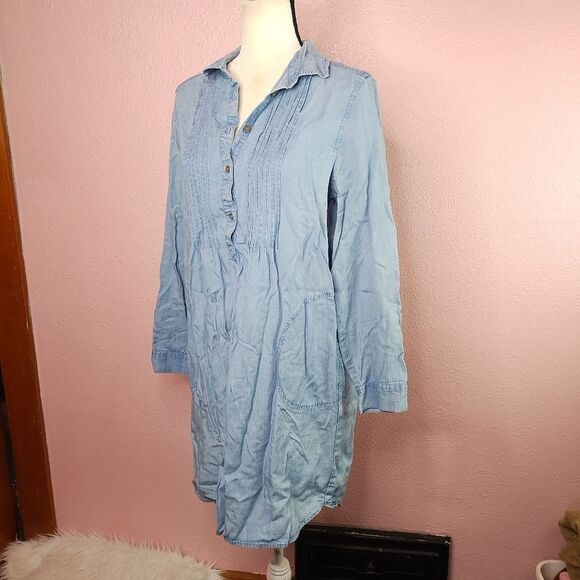 J. Jill | Chambray Long Sleeve Shirt Dress Medium - Picture 1 of 7